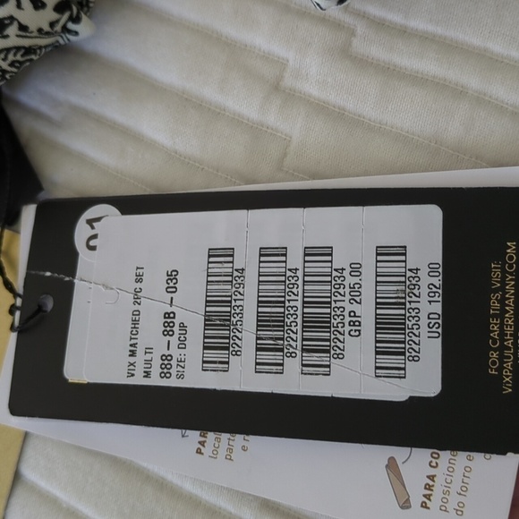 Vix Paula Hermanny Matching bikini set Romantic White Black Print With Gold - Picture 8 of 16